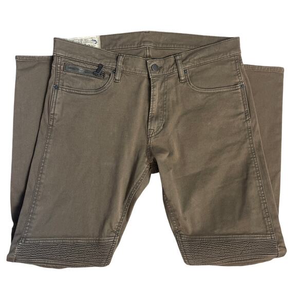 Polo Ralph‎ Lauren Men’s Stretch Olive Green Moto Jeans Size 32x30 - Picture 9 of 10